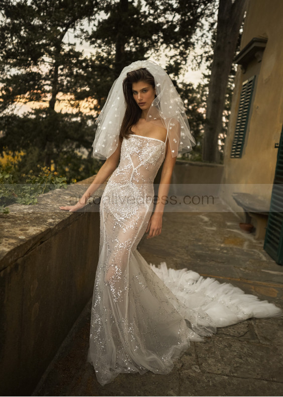 Sparkly Sequined Tulle Sexy Boho Beach Wedding Dress Sparkly Sequined Tulle Sexy Boho Beach Wedding Dress